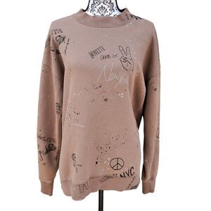 Abercrombie & Fitch Medium Allover Print Fleece Pullover Relaxed Fit Nolita NYC